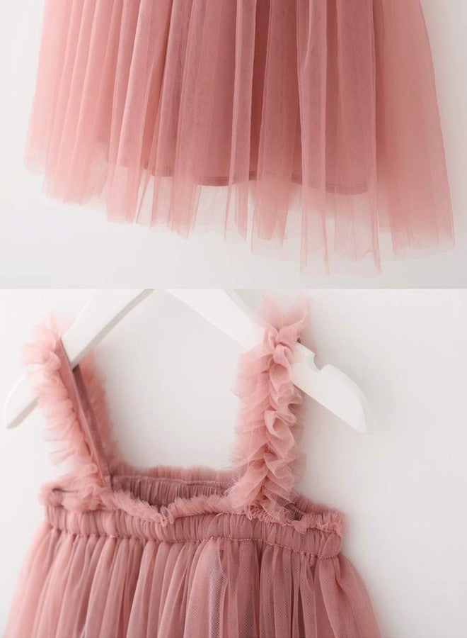 BGFKS Layered Tulle Tutu Dress for Toddler Girls,Baby Girl Rainbow Tutu Princess Skirt Set with Flower Headband.(Dusty Rose,3T) - Image 4